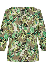 KHAKI LEAF PRINT BLOUSE