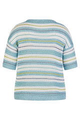 AQUABLUE STRIPED SHORT SLEEVE SWEATER