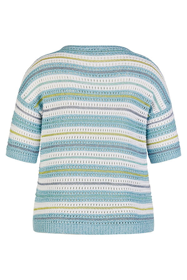 AQUABLUE STRIPED SHORT SLEEVE SWEATER