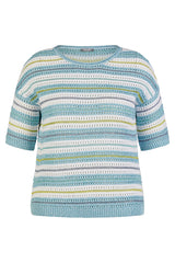 AQUABLUE STRIPED SHORT SLEEVE SWEATER