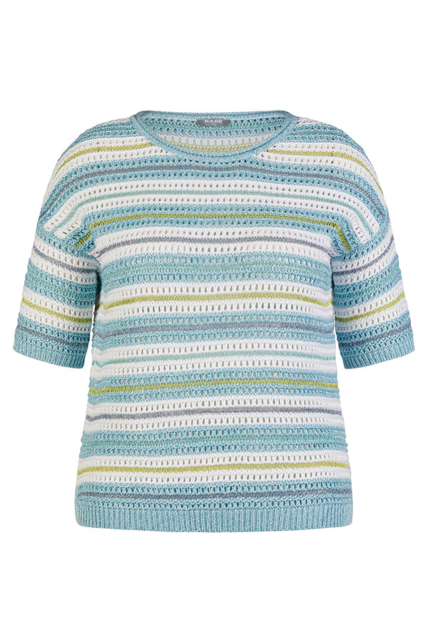 AQUABLUE STRIPED SHORT SLEEVE SWEATER