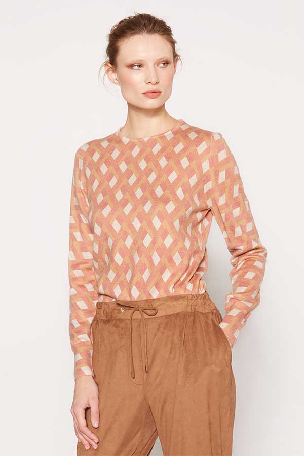 ORANGE GEOMETRIC PRINT SWEATER