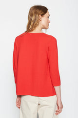 RED BASIC 3/4 SLEEVE CARDIGAN