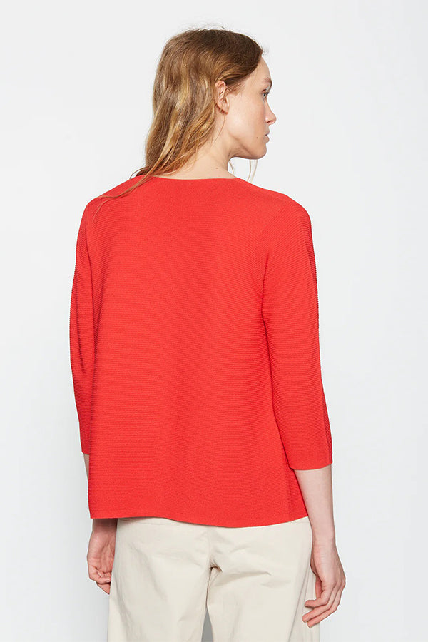 RED BASIC 3/4 SLEEVE CARDIGAN