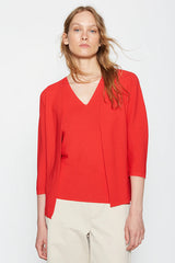 RED BASIC 3/4 SLEEVE CARDIGAN