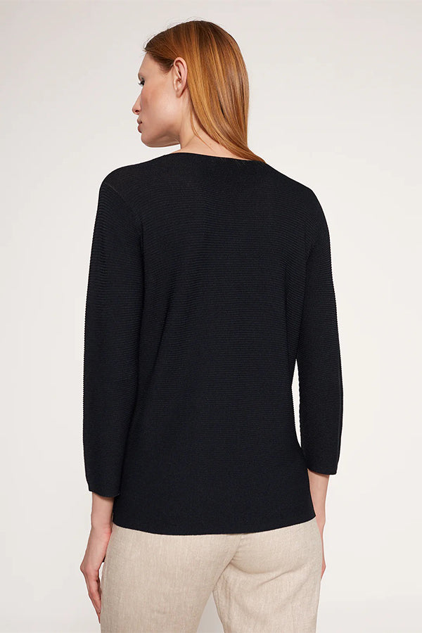 BLACK BASIC 3/4 SLEEVE CARDIGAN
