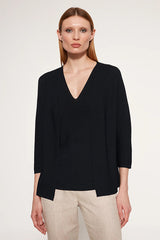 BLACK BASIC 3/4 SLEEVE CARDIGAN