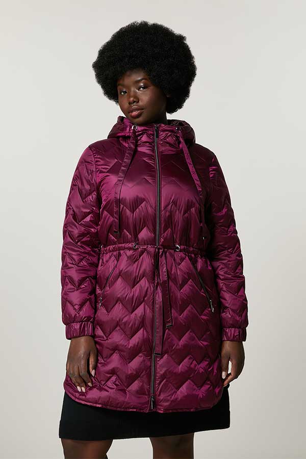 Burgundy shiny puffer jacket on sale