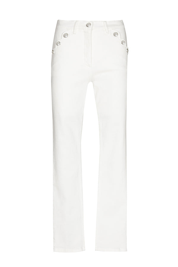 BUTTON DETAILS MID WAIST SLIM JEANS