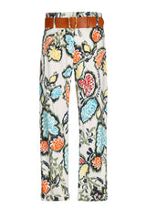 COTTON PRINTED HIGH WAIST TROUSERS