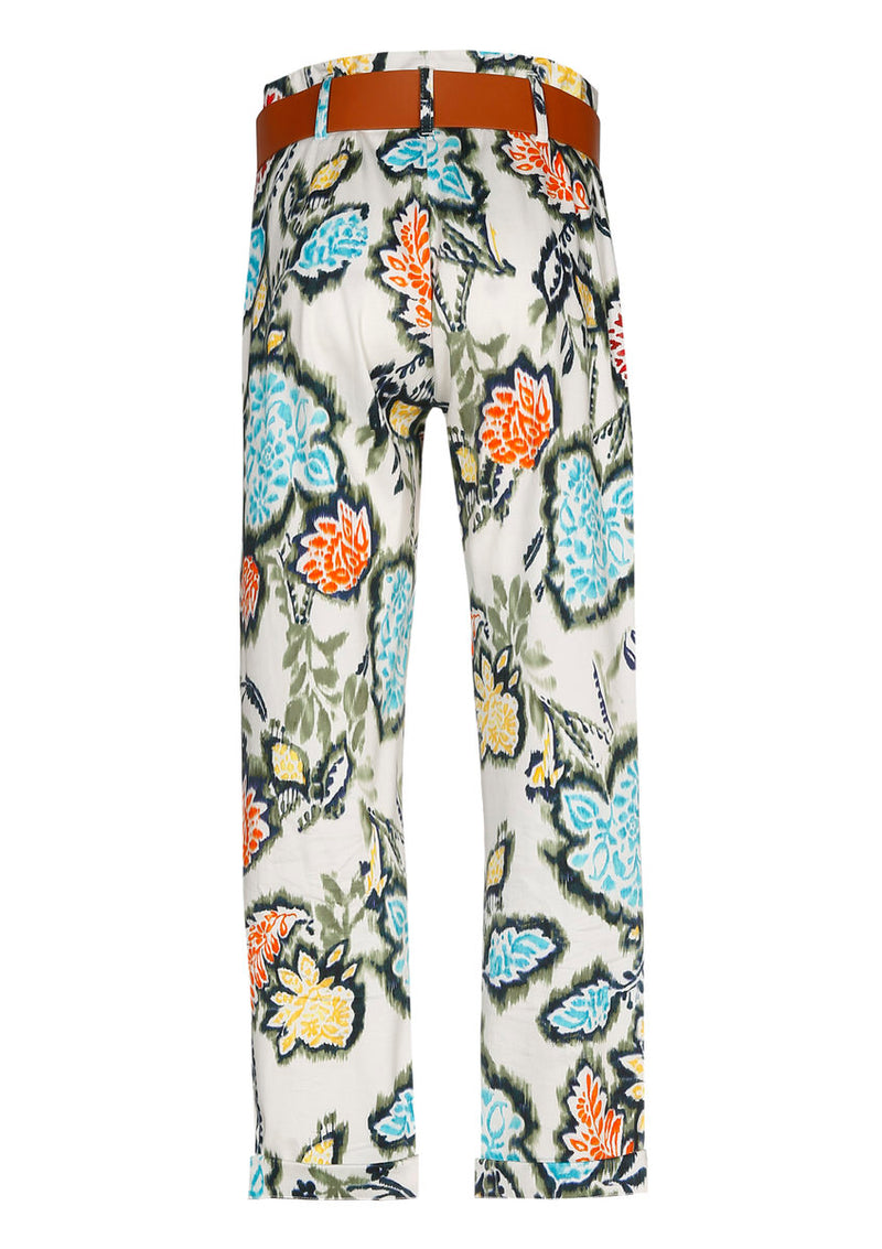 COTTON PRINTED HIGH WAIST TROUSERS