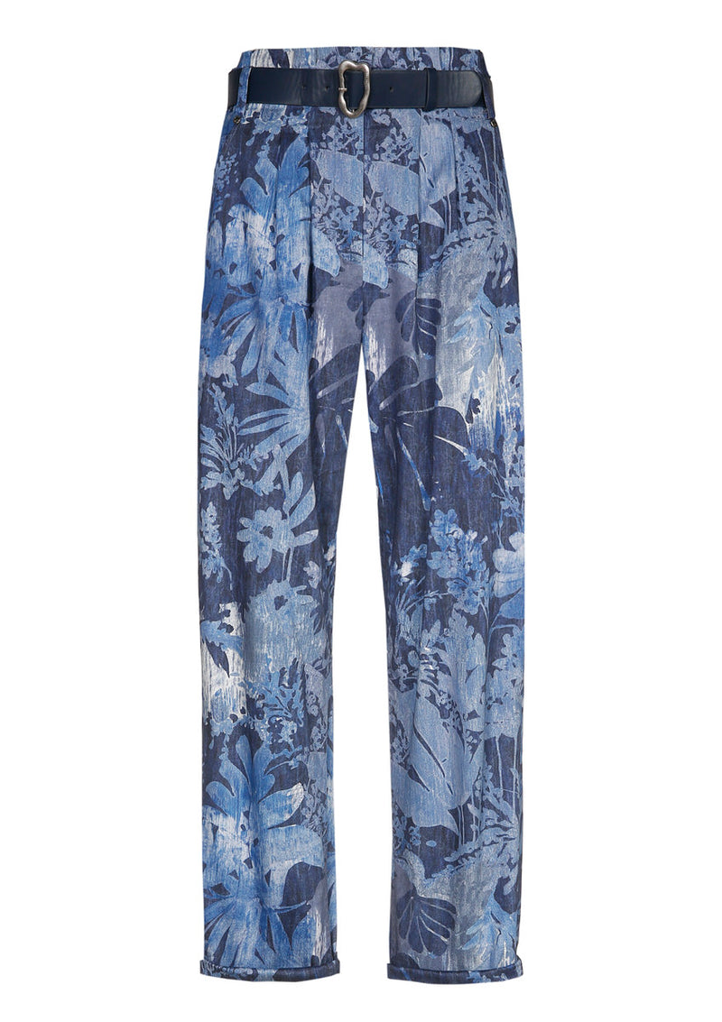 PAPERBAG PRINTED COTTON TROUSERS