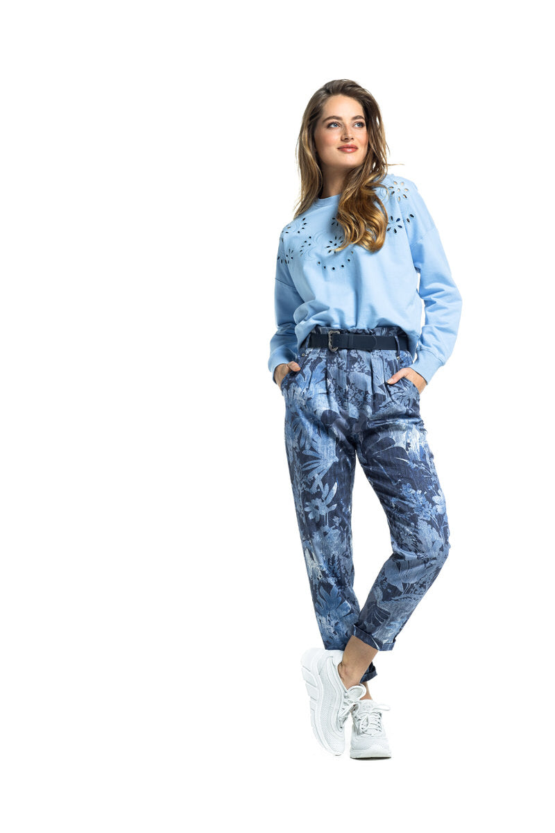 PAPERBAG PRINTED COTTON TROUSERS