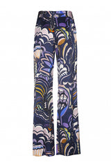 PURPLE PRINT LOOSE FITTING STRAIGHT TROUSERS