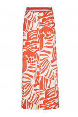 TANGERINE FOLIAGE PRINT LOOSE WIDE TROUSERS