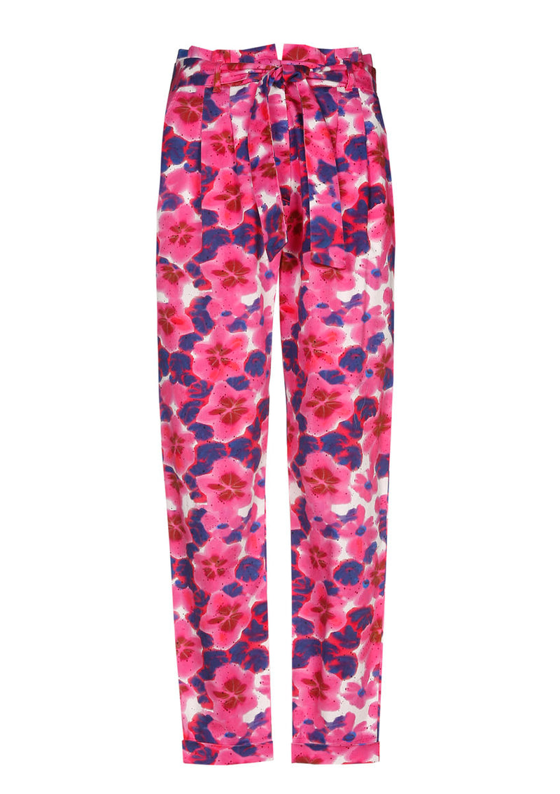 PAPERBAG PRINTED COTTON TROUSERS