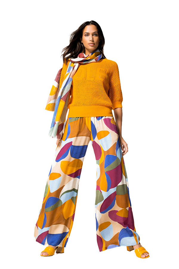 MULTICOLOR PRINT LOOSE WIDE TROUSERS