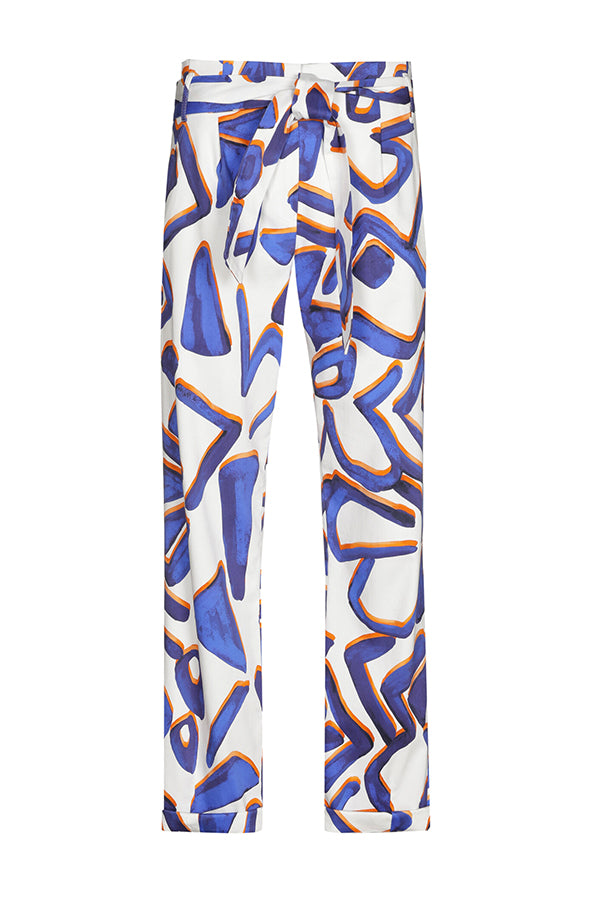 GRAPHIC PRINT BAGGY STRETCH TROUSERS