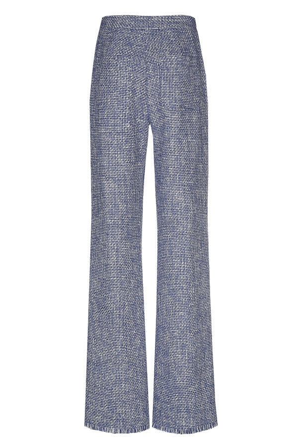 BLUE BOUCLETTE STRAIGHT TROUSERS