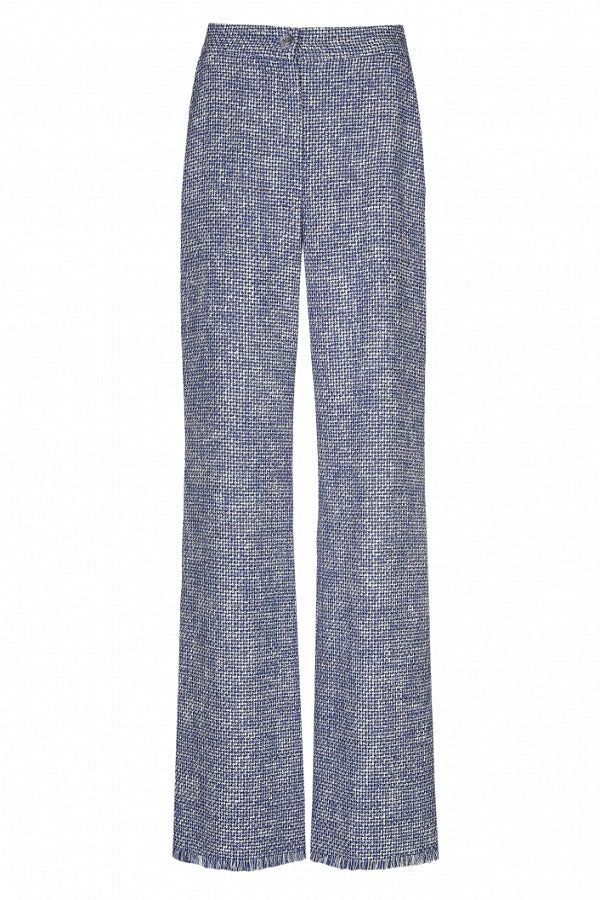 BLUE BOUCLETTE STRAIGHT TROUSERS