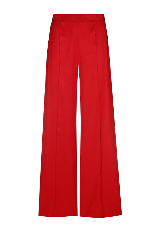 RED SHINY COCKTAIL TROUSERS