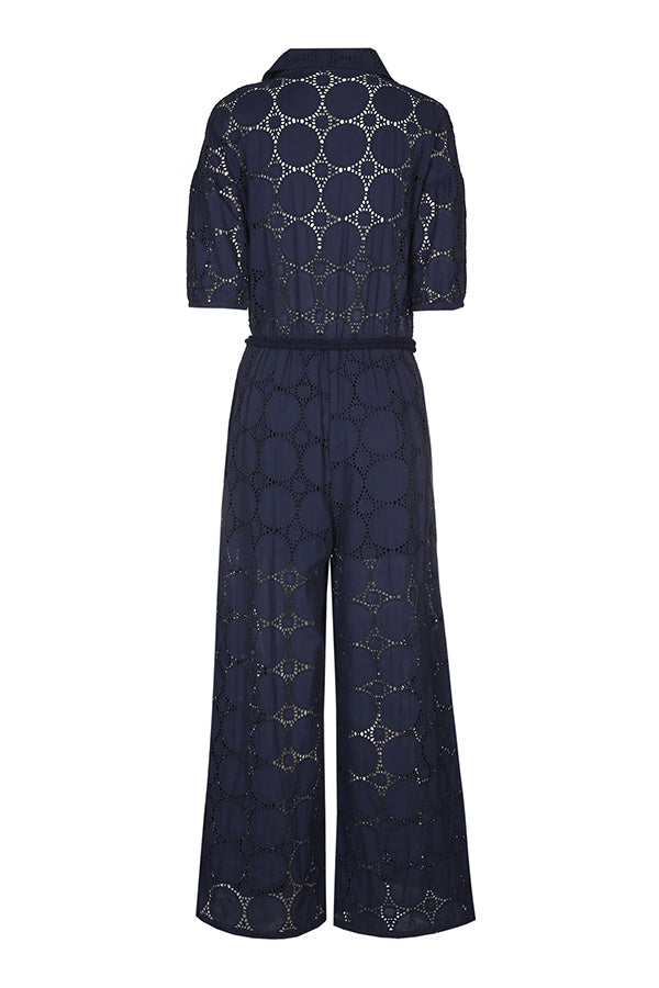 EMBROIDERED WIDE COTTON JUMPSUIT