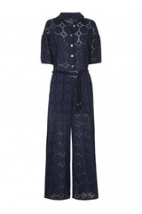 EMBROIDERED WIDE COTTON JUMPSUIT