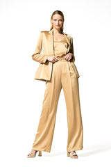 LOOSE SHINY HIGH WAIST WIDE TROUSERS