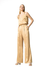 LOOSE SHINY HIGH WAIST WIDE TROUSERS