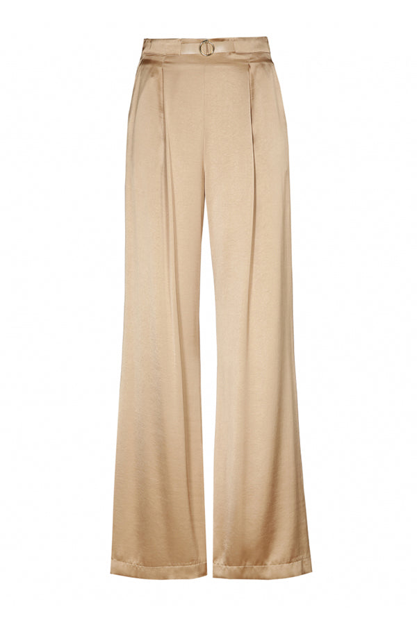 LOOSE SHINY HIGH WAIST WIDE TROUSERS