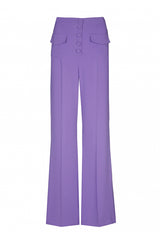 BUTTONED LOOSE FITTING HIGH WAIST WIDE TROUSERS