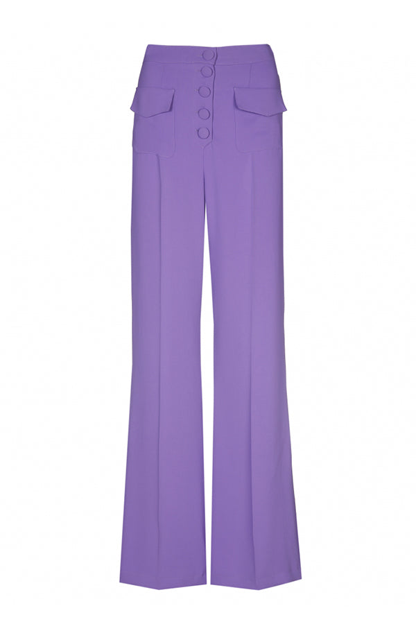 BUTTONED LOOSE FITTING HIGH WAIST WIDE TROUSERS