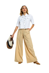 WIDE POPLIN TROUSERS