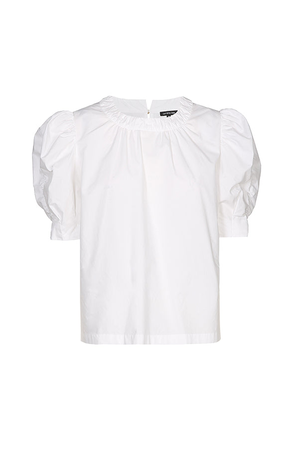 PUFF SLEEVE ELASTICATED NECK BLOUSE