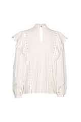 EMBROIDERED PLASTRON LONG SLEEVE BLOUSE