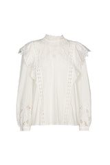 EMBROIDERED PLASTRON LONG SLEEVE BLOUSE