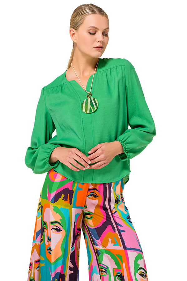 GREEN STRAIGHT BLOUSE