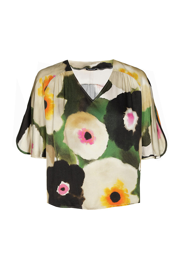 MULTICOLOR FLORAL PRINT SHORT SUPPLE TOP