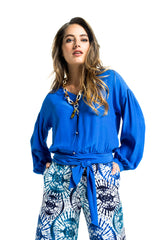 WRAP EFFECT VISCOSE BLOUSE