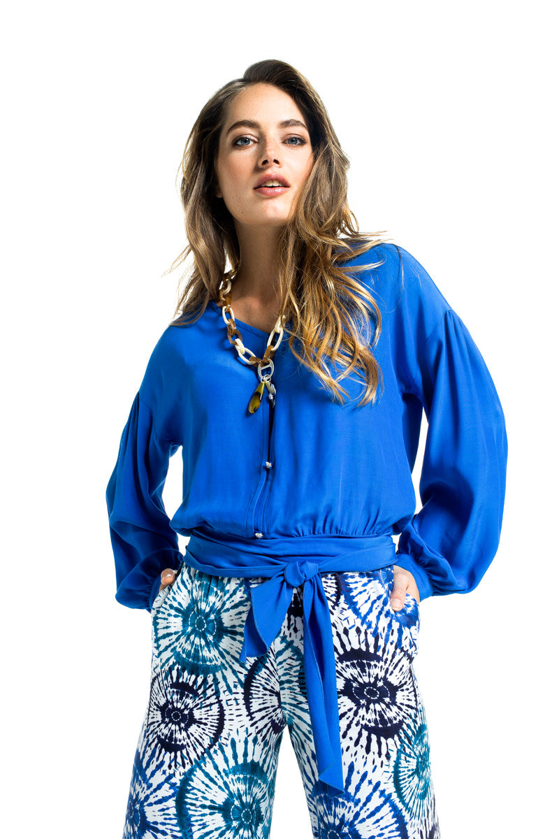 WRAP EFFECT VISCOSE BLOUSE