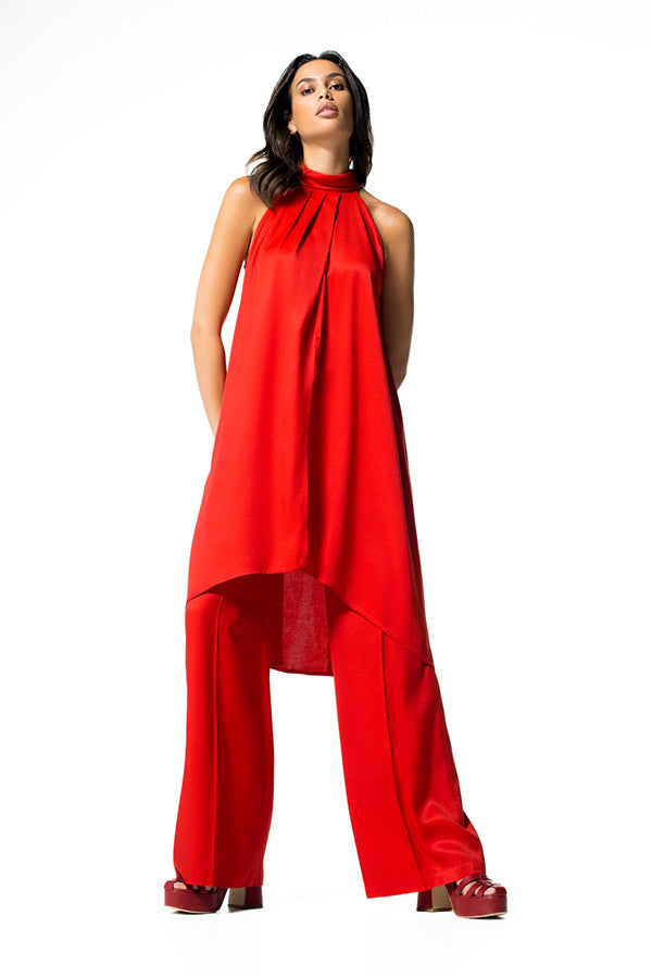 AMERICAN ARMHOLE RED LONG SHINY TUNIC