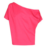 FUCHSIA COTTON ASYMMETRICAL TOP