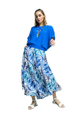 PRINTED VISCOSE CIRCLE SKIRT 