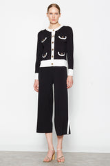 CONTRAST STRIPE KNIT BLACK TROUSER