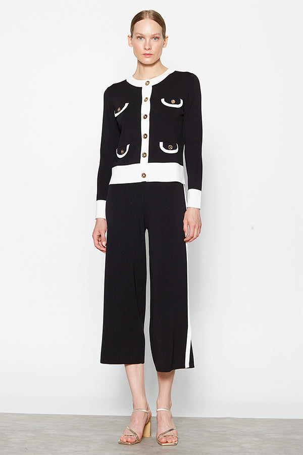 CONTRAST STRIPE KNIT BLACK TROUSER