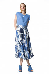 BLUE ABSTRACT PRINT ELEGANT CIRCULAR SKIRT