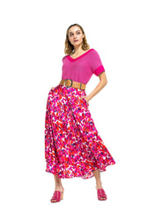 FLOWING PRINTED VISCOSE CIRCLE SKIRT 