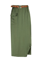 CYPRESS STRAIGHT SHINY MIDI SKIRT