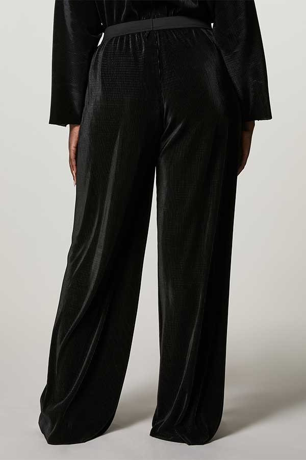 OIL PLEATED JERSEY TROUSERS