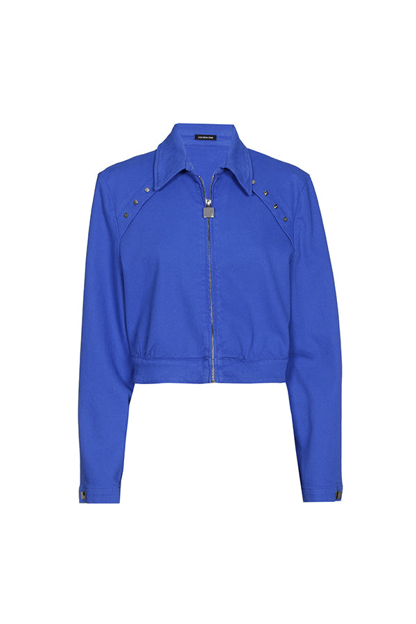 ELECTRIC BLUE SHORT ZIPPED JACKET